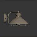 Vintage Metal Wall Light With Brass Arm And Conical Grid Lampshade Design