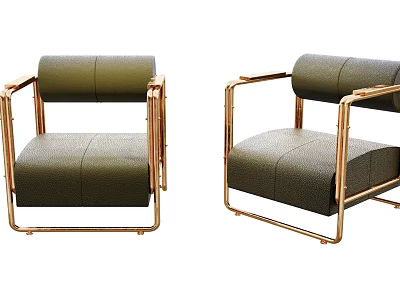 Green Upholstered Single Sofa With Metal Frame And Modern Minimalist Design 3d model