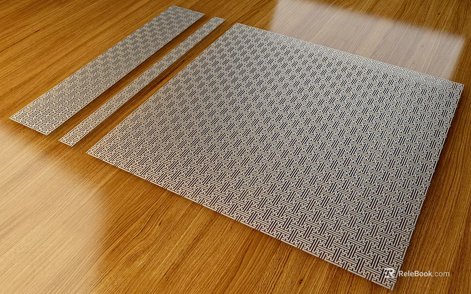 Intricate Carved Pattern Decorative Panels For Elegant Interior On Wooden Floor 3d model 