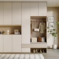 Modern Built in Shoe Cabinet with Storage Clothing Hanging Seat Decorations and Natural Light