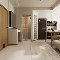 Modern Living and Dining Room Interior Design With Open Concept Sofa Dining Table And Cabinets