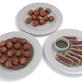 Fresh Appetizing Food Plates With Meatballs Sliced Meat And Dipping Sauce