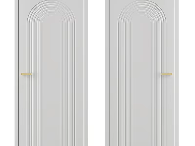 Modern White Interior Doors With Gold Handles And Arched Line Details Design 3d model