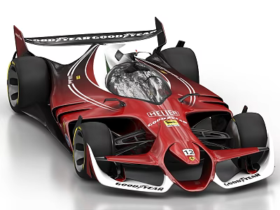 Red Aerodynamic Racing Car With Streamlined Body And Sporty Tires 3d model