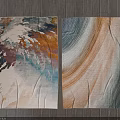 Modern Abstract Square Rugs With Blue Orange White Brushstroke Patterns And Textured Design