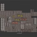 Industrial Metal Platform Structure Featuring Multi Level Plates Pipes And Storage Tanks