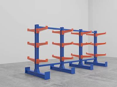 Industrial Cantilever Racks Blue Orange Structure For Heavy Duty Material Storage 3d model