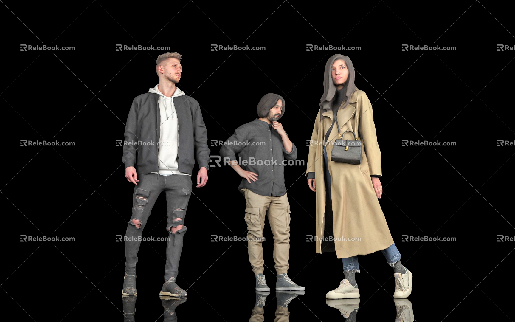 Multiplayer Woman Man Scene Atmosphere Decoration City Street Pedestrians Passerby Walking Casual Dress Model 3d model