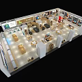 Modern Spacious Retail Store Interior With Display Counters Shelves And Merchandise Arrangement