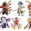 Mythical Cartoon Character Pendants with Various Figures Weapons and Stylish Decorative Designs