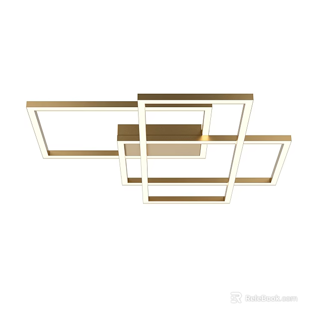 Modern Minimalist Ceiling Light With Geometric Square Metallic Frames For Home Interior 3d model 