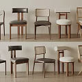 Various Styles of Dining Chairs with Wooden Frames Leather Seats and Rattan Backs
