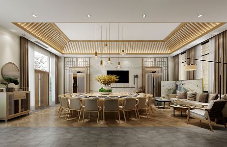 New Chinese-style private rooms 3d model