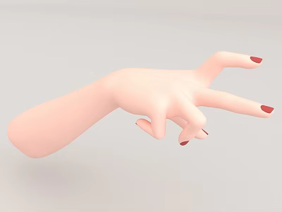 3D Rendered Human Hand With Red Painted Nails Making Pointing Gesture 3d model