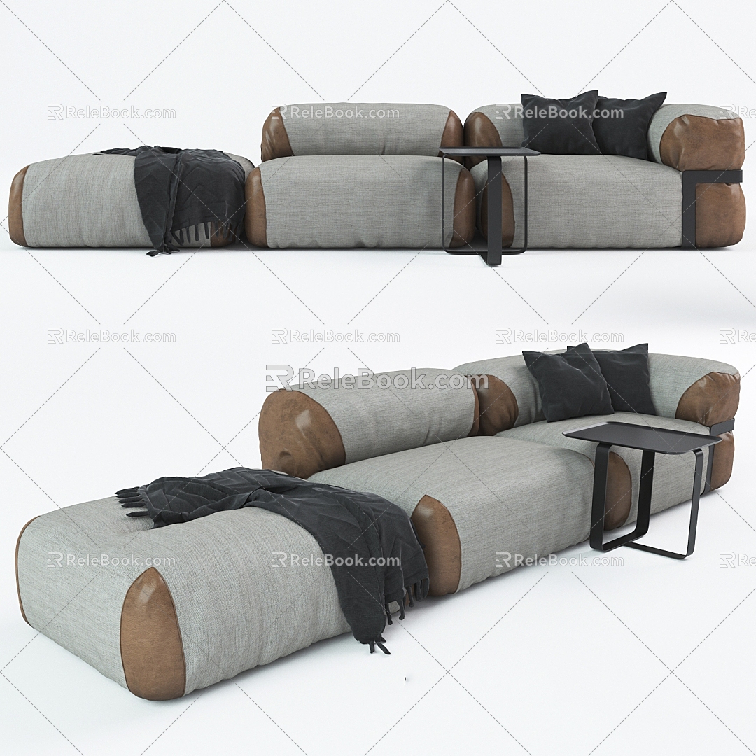 Leisure Sofa Combination Leisure Sofa Living Room Sofa Multi-person Sofa Pillow Pillow Home Furniture Simple Coffee Table 3d model