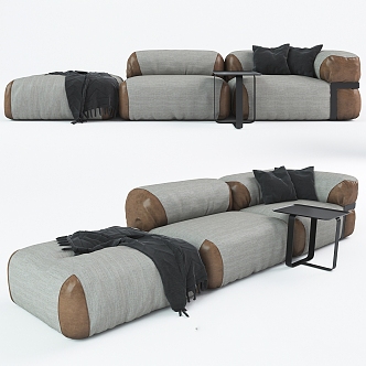 Leisure Sofa Combination Leisure Sofa Living Room Sofa Multi-person Sofa Pillow Home Furniture Simple Coffee Table 3d model