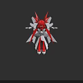 Red Spiked Head Game Movie Character With White Wings And Dynamic Design