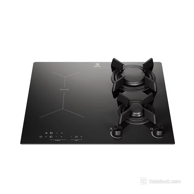 Black Modern Built in Gas and Induction Cooktop Household Kitchen Appliance 3d model 