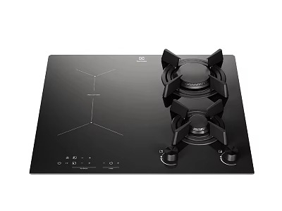Black Modern Built in Gas and Induction Cooktop Household Kitchen Appliance 3d model