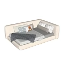 Light Colored Kids Bed with Soft Pillows Teddy Bear and Cozy Blanket