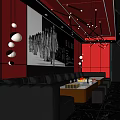 Modern KTV Room Interior With Red Theme Large Screen Sofa And Lighting Decorations 3d model