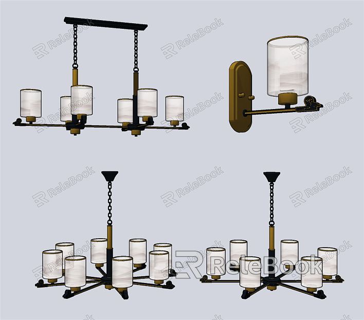 New Chinese-style Lamps Combination Metal Multi-head Chandelier Wall Lamp model