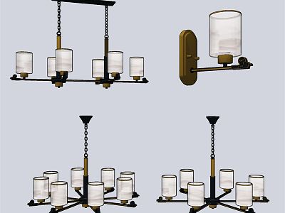 New Chinese-style Lamps Combination Metal Multi-head Chandelier Wall Lamp model