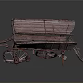 Vintage Wooden Wagon With Large Spoked Wheels And Rustic Wooden Planks