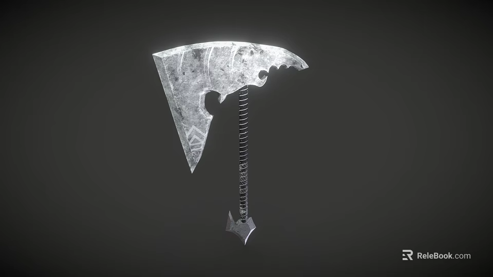 Unique Metal Axe With Serrated Edge Spiral Handle And Intricate Design 3d model 