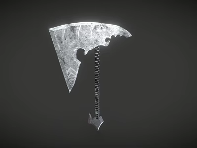 Unique Metal Axe With Serrated Edge Spiral Handle And Intricate Design 3d model