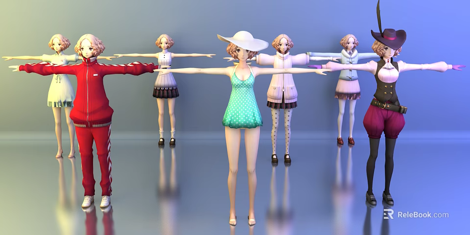 3D Game and Movie Characters in Various Stylish Outfits and Poses 3d model 