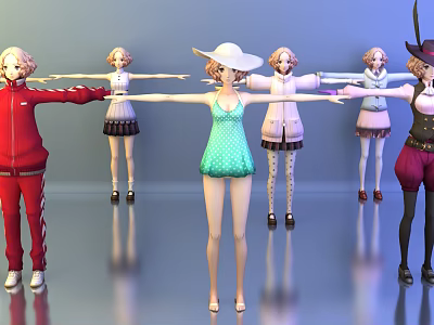 3D Game and Movie Characters in Various Stylish Outfits and Poses 3d model