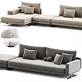 Modern Sectional Sofa with Beige and Gray Upholstery and Multiple Cushions 3d model