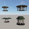 Traditional Pavilion With Green Roof And Columns As Scenic Photo Check In Spot