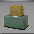 Green Electronic Toaster Appliance With Two Golden Toast Slices On Top