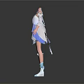 Two Blue And White Traditional Modern Clothing Sets With Dresses And Boots