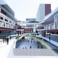 Bustling Modern Commercial Street with Pedestrian Flow Theatre Buildings and Shopping Facilities
