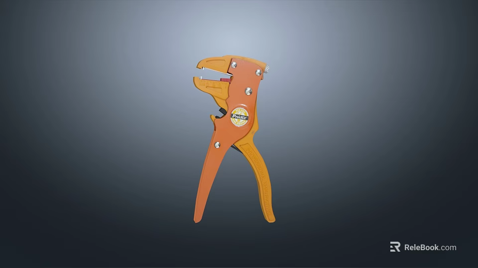 Durable Orange Professional Wire Stripper Tool With Comfortable Grip Handle Design 3d model