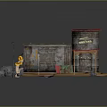 Oil Tank Converted Building Model With Red Roof Stones And Workshop Sign