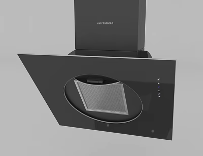 Siemens Black Modern Kitchen Range Hood With Circular Filter And Sleek Design 3d model