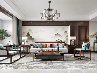 New Chinese Living Room 3d model