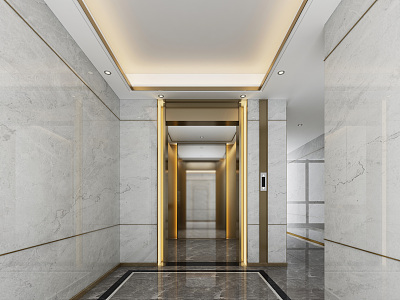 Light Luxury Elevator Hall Elevator Hall Car model