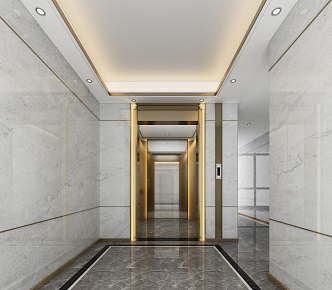 Light Luxury Elevator Hall Elevator Hall Car 3d model