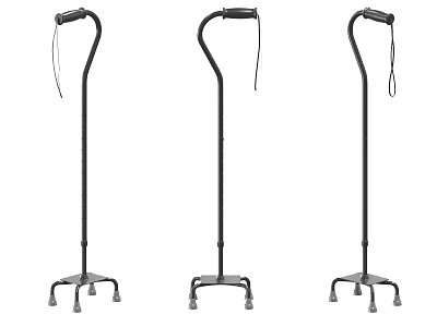 Durable Adjustable Quad Medical Crutches Offering Stable Walking Support For Elderly 3d model