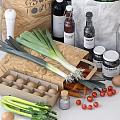 Fresh Organic Vegetables Display With Paper Bags Seasoning Bread And Eggs