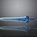 Blue Crystal Encrusted Fantasy Sword With Elaborate Design And Shiny Surface