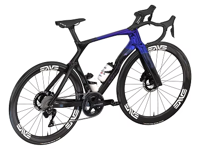 Black And Blue Carbon Fiber Road Bike With ENVE Wheels And Aerodynamic Design 3d model