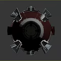 Modern Military Weapon Red and White Tubular Design With Metallic Propulsion Components