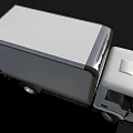 White Commercial Box Truck With Cab And Cargo Container On Black Background 3d model