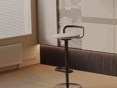 Modern Bar Stool With Soft Seat And Metal Frame In Minimalist Interior Design 3d model